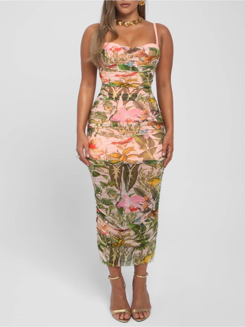 Ta3 Sweetie Mesh Column Dress - Floral Ambrosia - Picture 2 of 15